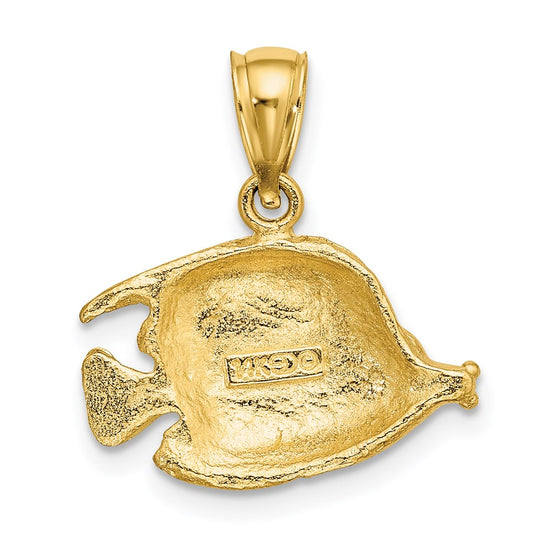 14K 2-D Polished Textured Bannerfish Charm