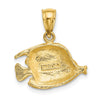 14K 2-D Polished Textured Bannerfish Charm