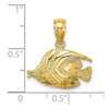 14K 2-D Polished Textured Bannerfish Charm