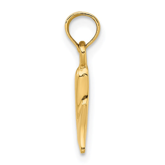 14K Polished Small Whale Tail Charm