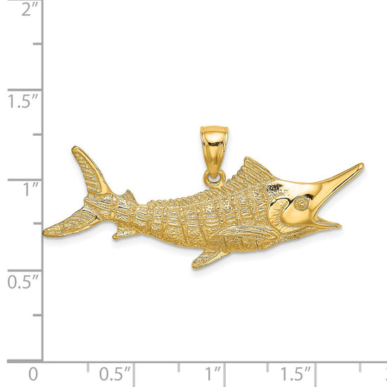 14K Large 2-D Textured Marlin Fish Charm