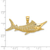 14K Large 2-D Textured Marlin Fish Charm