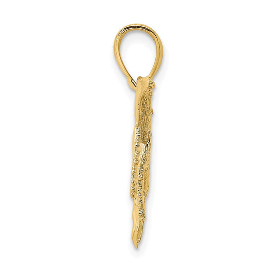 14K 2-D Textured Humpback Whale Charm