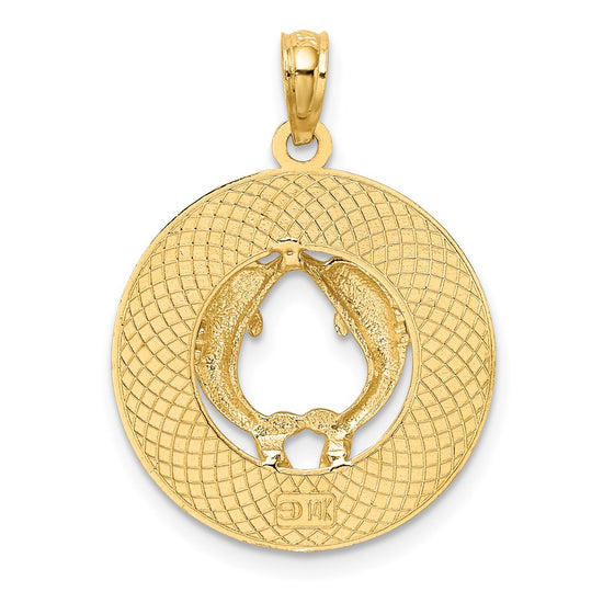 14K FLORIDA with Dolphins Circle Charm