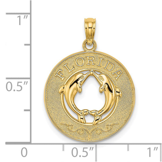 14K FLORIDA with Dolphins Circle Charm