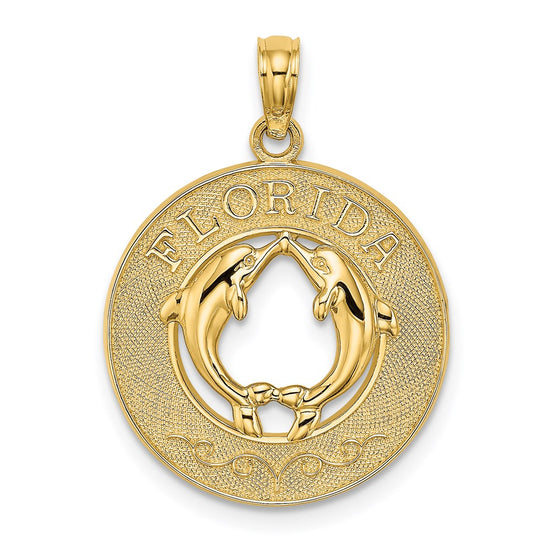 14K FLORIDA with Dolphins Circle Charm