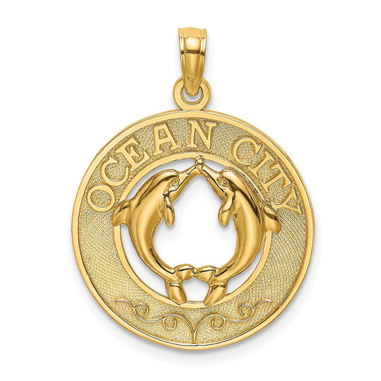 14K OCEAN CITY with Dolphins Charm