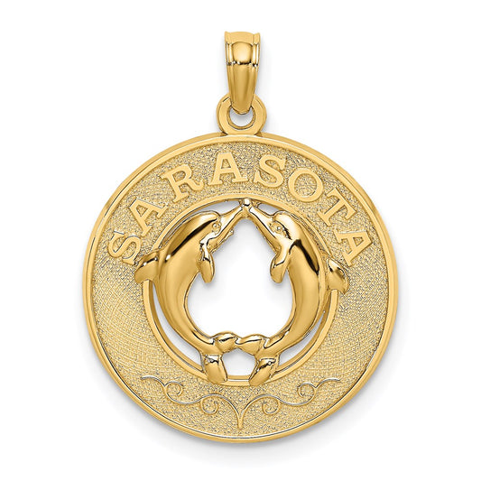 14K SARASOTA with Dolphins Circle Charm