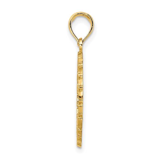 14K JAMAICA Palm Tree Circle Charm