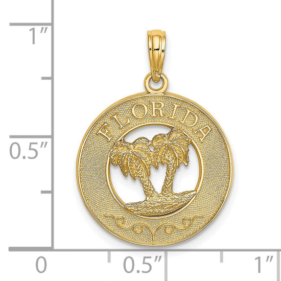 14K FLORIDA with Double Palm Tree Circle Charm