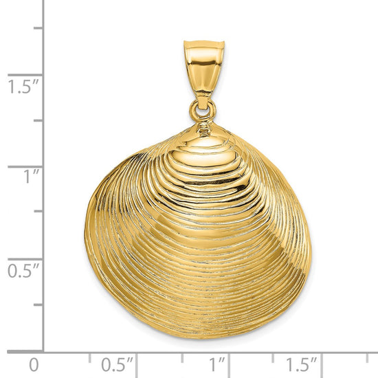 14K Large Textured Clam Shell Charm