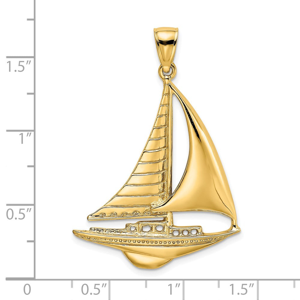 Gold Polished Sailboat Pendant