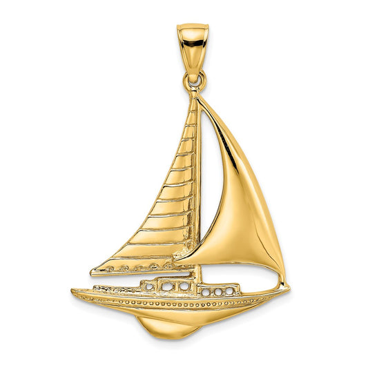 Gold Polished Sailboat Pendant