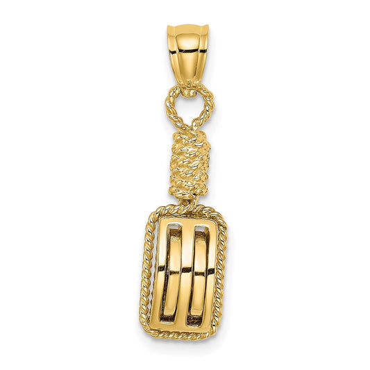 14K 3-D Block Mariners Pulley Charm