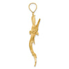 14K Large 3-D Polished and Textured Jumping Sailfish Charm