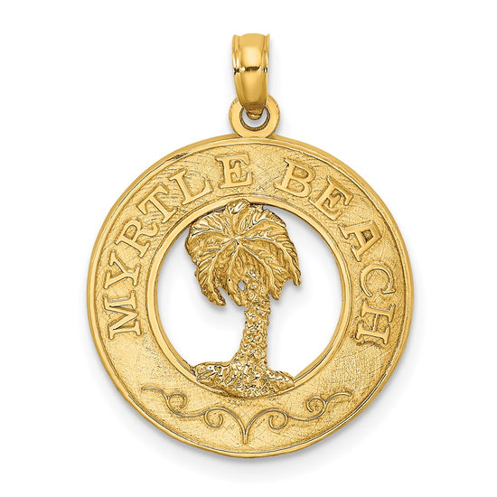14K MYRTLE BEACH with Palm Tree Circle Charm