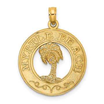 14K MYRTLE BEACH with Palm Tree Circle Charm