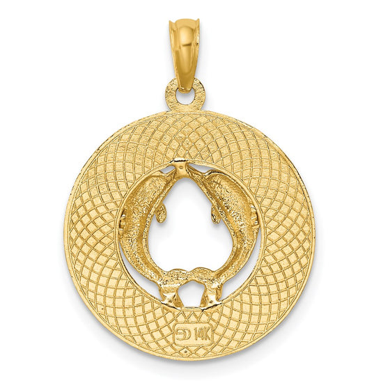 14K JAMAICA with Dolphins Circle Charm