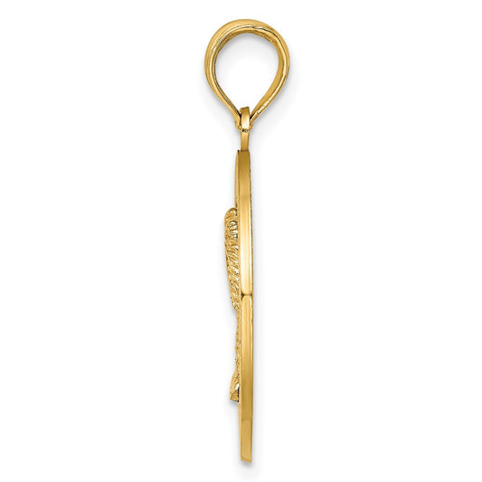 14K SAINT AUGUSTINE with Palm Tree Circle Charm