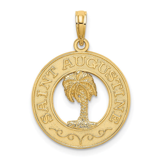 14K SAINT AUGUSTINE with Palm Tree Circle Charm