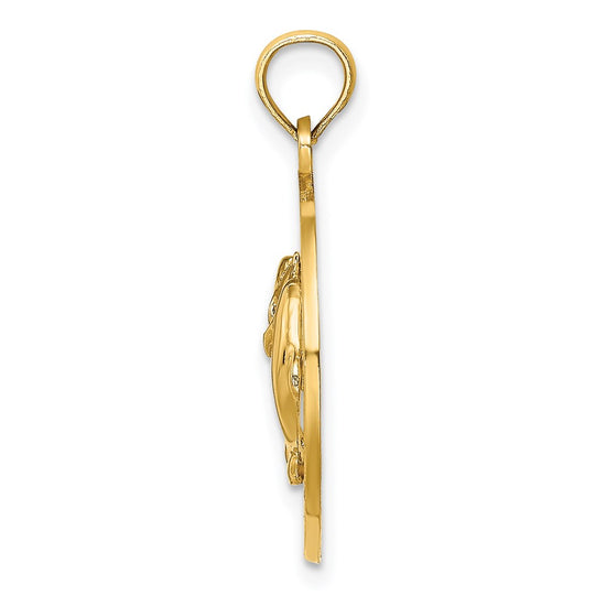 14K CANCUN with Dolphins Circle Charm