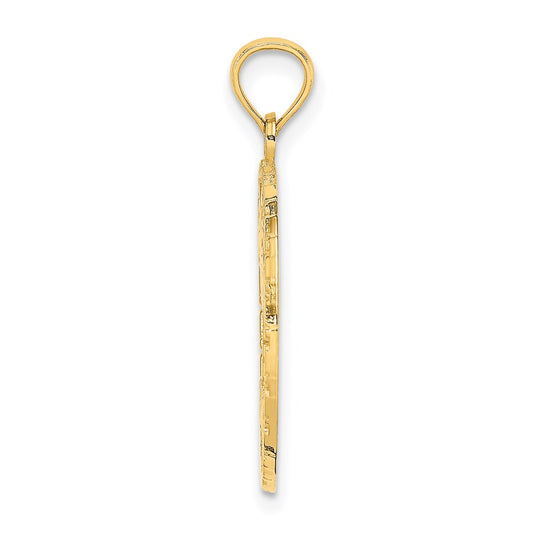 14K BAHAMAS Palm Tree Round Charm