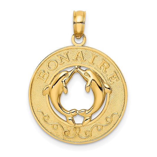 14K BONAIRE Circle with Dolphins Charm
