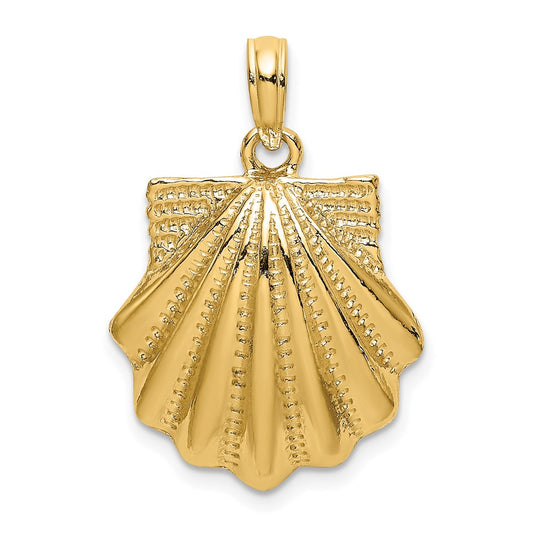 14K Textured Scallop Shell Charm