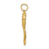 14K 3-D Textured Seahorse with Long Tail Charm