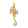14K 3-D Textured Seahorse with Long Tail Charm