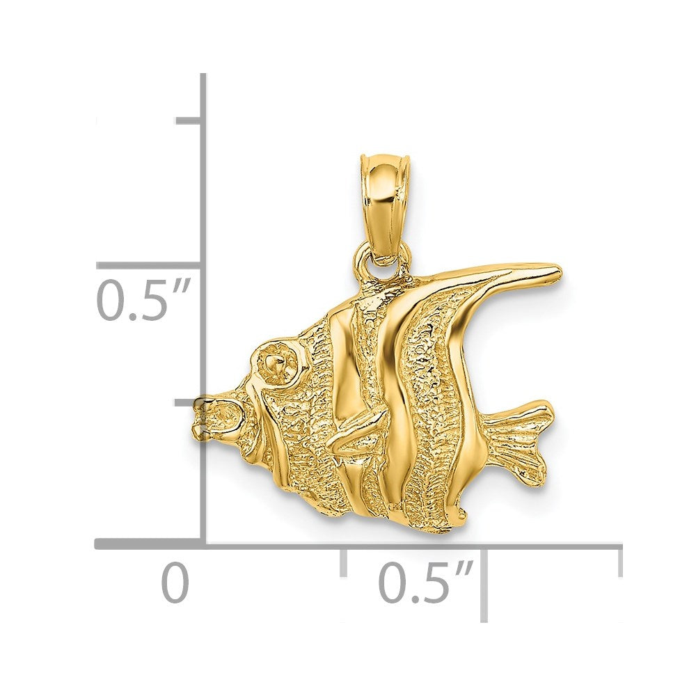 14K Polished Textured Bannerfish Charm