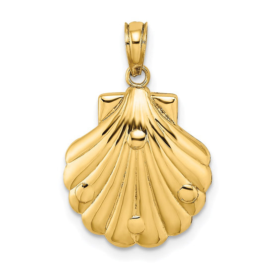 14K Reversible Starfish and Coral in Shell Charm