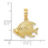 14K Polished Textured Bannerfish Charm