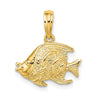 14K Polished Textured Bannerfish Charm