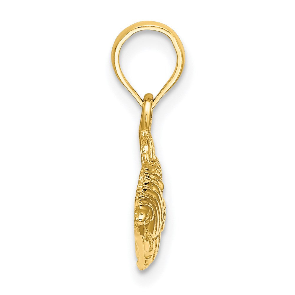 14K 2-D Engraved Striped Humu Humu Fish Charm
