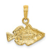 14K 2-D Engraved Striped Humu Humu Fish Charm