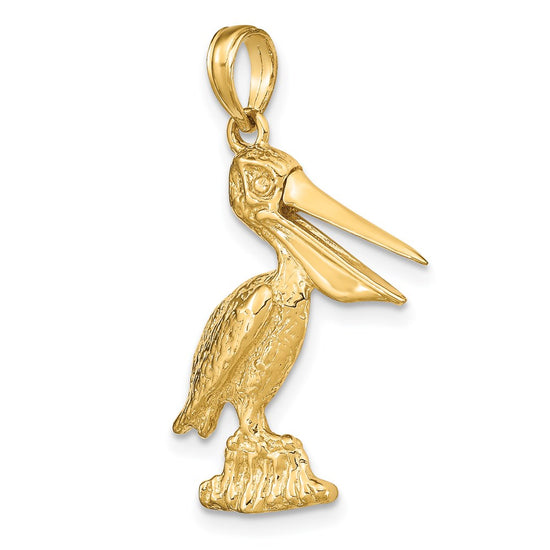 14K 3-D Large Standing Pelican with Moveable Mouth Charm