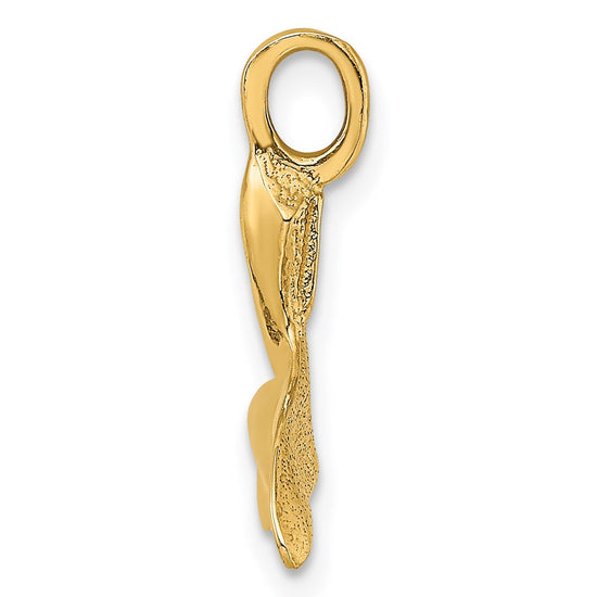 14K 3-D Polished Whale Tail Charm