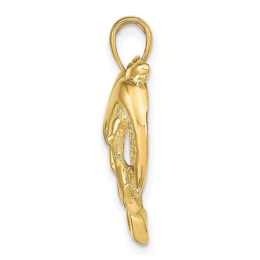 14k Twin Dolphins Pendant