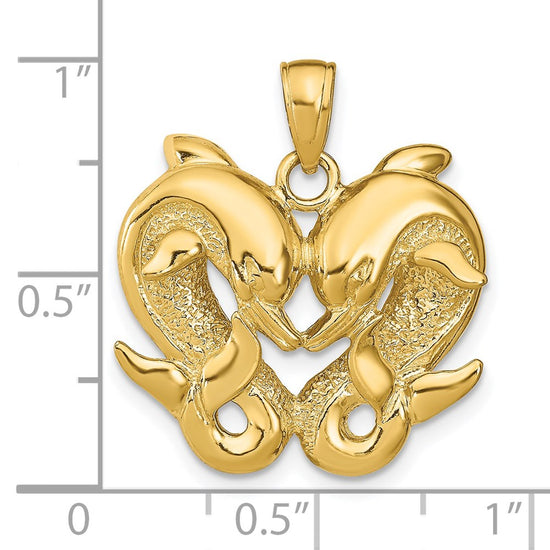 14k Twin Dolphins Pendant