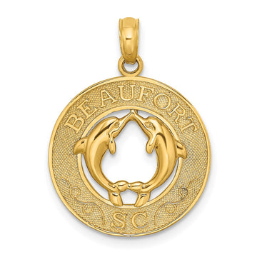 14K BEAUFORT SC with Dolphins Circle Charm