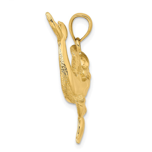 14K Polished Two Dolphins Together Charm