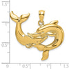 14K Polished Two Dolphins Together Charm