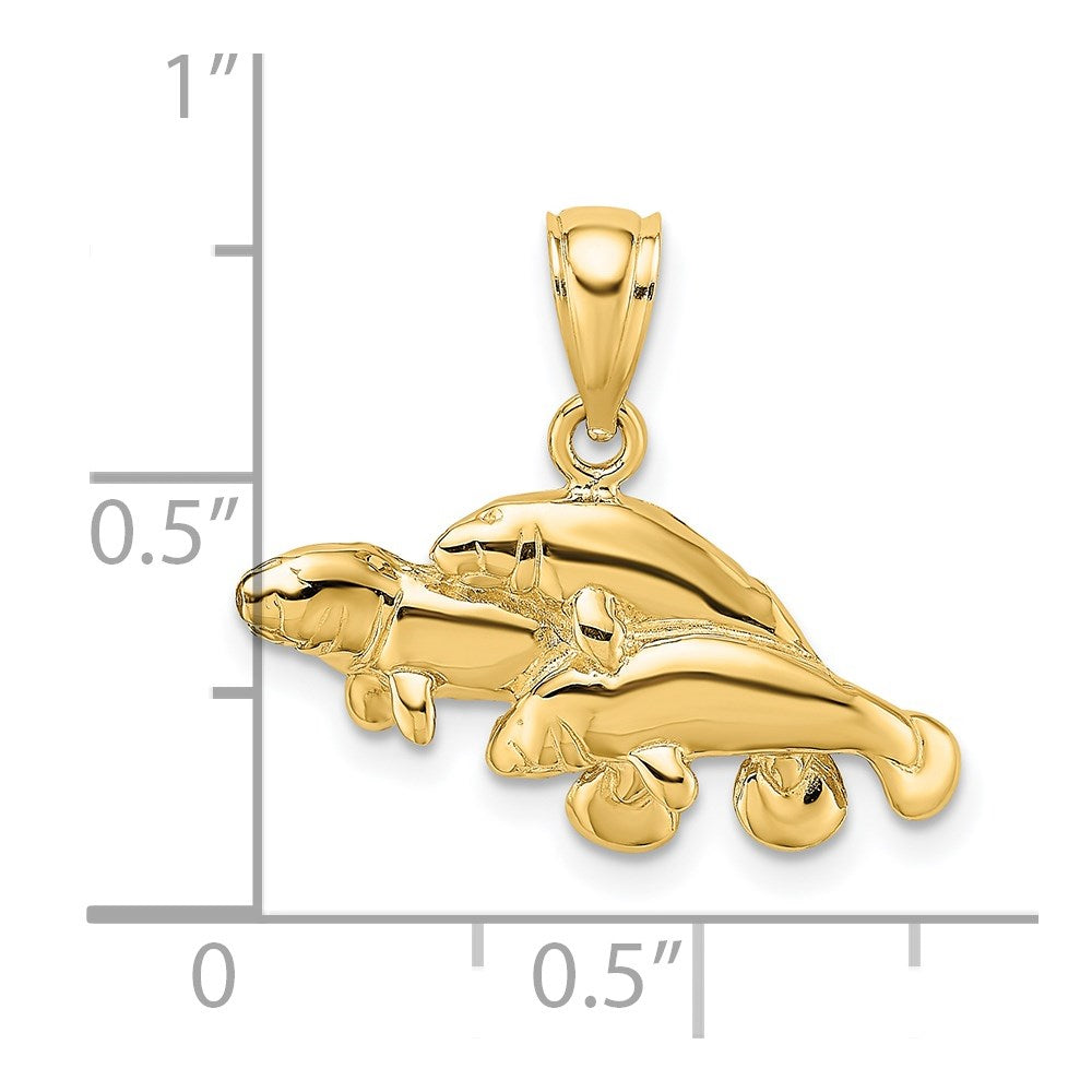 Gold Polished Manatee Pendants