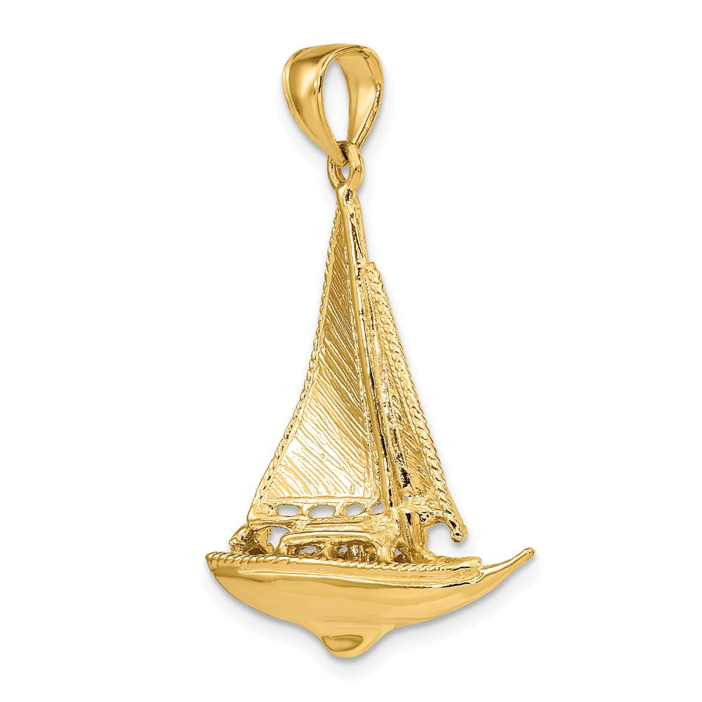 Gold Polished Sailboat Pendant