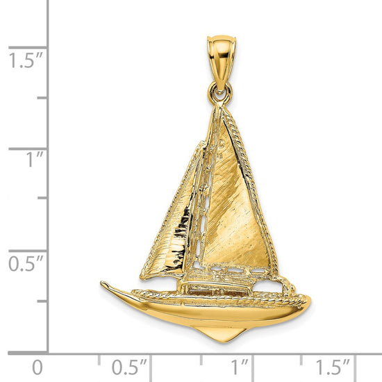 Gold Polished Sailboat Pendant