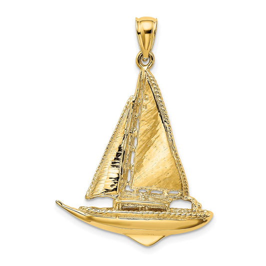 Gold Polished Sailboat Pendant