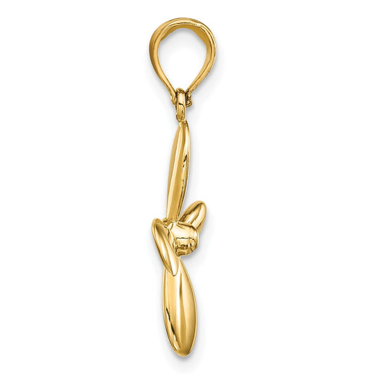 14K 3-D with 4 Blades Propeller Charm