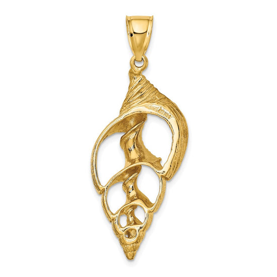 14K Cut-Out Conch Shell Skeleton Charm