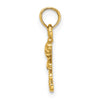 14K Textured Mini Double Dolphins and Waves Charm